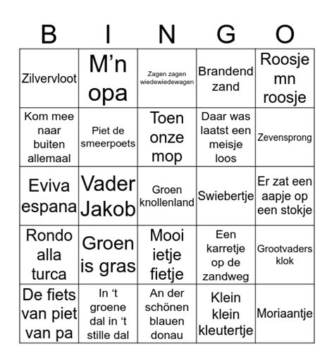 opa hoedje|Liedjesbingo Card .